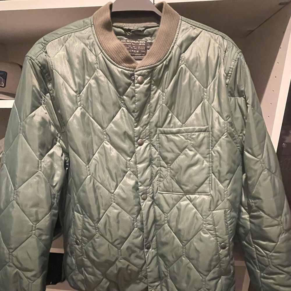 J. Crew quilted jacket large green